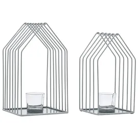 Marrakesch Orient & Mediterran Interior 2er Set Skandinavische Deko Windlicht Teelichthalter Carlon Grau