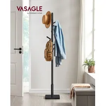 VASAGLE Garderobenständer Massivholz schwarz