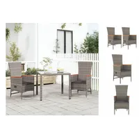 vidaXL Garten-Liegestühle mit Kissen 2 Stk. Grau Poly Rattan