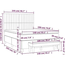 vidaXL Boxspringbett 140 x 190 cm Dunkelblau