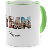 PhotoFancy® - Fototasse 'Team' - Personalisierte Tasse mit eigenem Foto und Text selbst gestalten - Grün