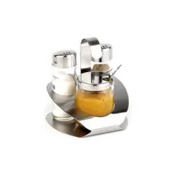 APS PRO Pfeffer-/Salz-Menage 40474 , Maße (B x L x H): 10 x 10 x 11,5 cm, Pfeffer - Salz - Senf