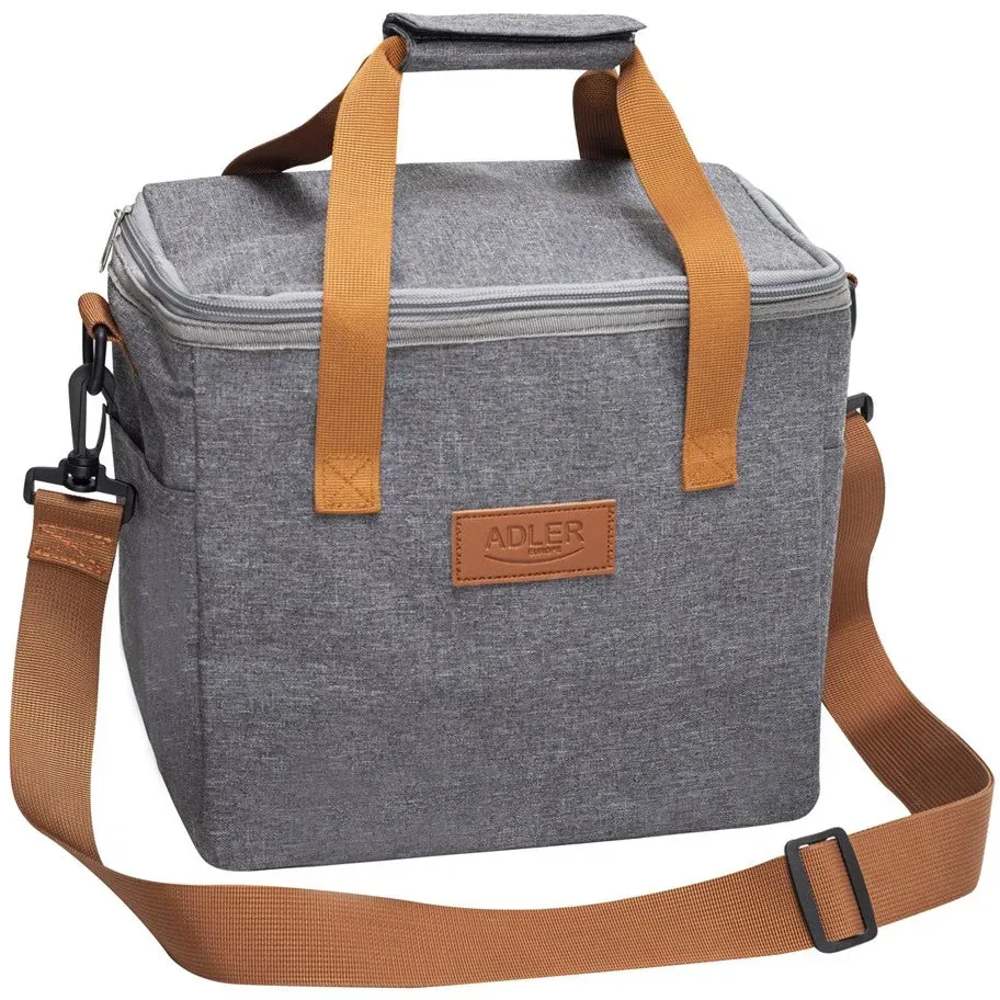 Adler AD 4536 Thermo Kühltasche 10 L, Lunchbag Isoliertasche für Arbeit, Schule, Picknick, Reise & Outdoor, mit Reißverschluss und Außentaschen, Grau