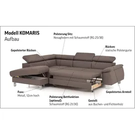 Cotta Ecksofa Komaris L-Form Kunstleder 3-Sitzer Braun