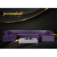 JVmoebel Ecksofa, Chesterfield Samt Ecksofa U-Form Wohnlandschaft Polsterecke Sofa lila