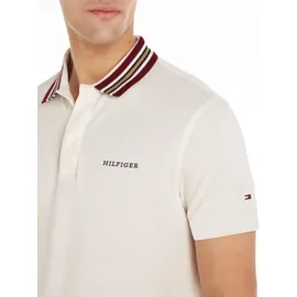 Tommy Hilfiger Poloshirt TOMMY HILFIGER "GIFTING POLO RWB COLLAR REG POLO", Herren, Gr. XL, weiß (ivory petal), Piquu00e9, Obermaterial: 96% Baumwolle, 4% Elasthan, casual, Kurzarm, Shirts, Streifen an Kragen und Bündchen