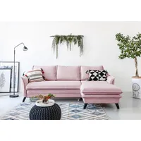 MIUFORM Charming Charlie - Ecksofa mit Bettfunktion und Bettkasten L-FORM RECHTS - 228x150cm - Puderrosa - Sofa Schlafsofa Couch - Rosa