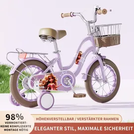 europebazar Habib Gruppe Mädchenfahrrad Klassik | Inkl. Luftpumpe & 6-teiligem Schutz-Set | Kohlenstoffstahlrahmen & Duales Bremssystem | Mitwachsend & sicher... - Lila