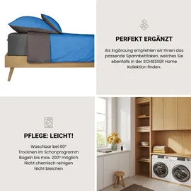 SCHIESSER Doubleface Renforcé blau/anthrazit 135 x 200 cm + 80 x 80 cm