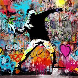 Glasbild GRAFFITI PROTEST - bunt