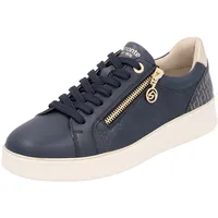 REMONTE Plateausneaker REMONTE, Damen, Gr. 38, gold (dunkelblau, goldfarben), Leder, Lederimitat, Schuhe Plateausneaker, Freizeitschuh, Halbschuh, Schnürerschuh, seitlicher Reißverschluss
