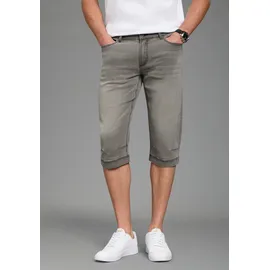 Bruno Banani Jeansbermudas BRUNO BANANI "Hutch-Bermuda", Herren, Gr. 34, Länge 32, grau, Denim/Jeans, Obermaterial: 98% Baumwolle, 2% Elasthan, unifarben, straight fit kniebedeckend, Jeans, Straight-Fit, normale Leibhöhe, aus elastischem Denim-Material