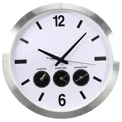 Perel Aluminium-Weltzeituhr Mit Und Drei Zeitzonen - Ø 45.5 Cm