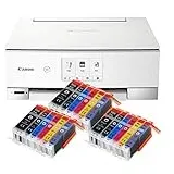 IC-Office TS8351a Farbtintenstrahl-Multifunktionsgerät All-in-One 3-in-1 (Drucker, Scanner, Kopierer, CD-Druck, USB, WLAN, Apple AirPrint, SD-Karte) Weiß + 18 XXL Tintenpatronen