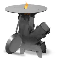 Czaja Raketenofen mit Grillplatte 5 mm dick und Eisen Bratpfanne - Rocket Stove Stecksystem aus massivem Stahl Feuerschale BBQ Feuerplatte Rakete Holzofen Campingkocher Campinggrill Made in Germany