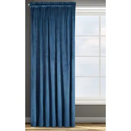 Eurofirany Design91 Samtvorhang Kräuselband Blickdichte Vorhänge Samt Velours 135x300 Samtvorhänge ROSA (dunkelblau)