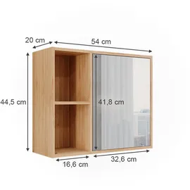 Vicco Badspiegelschrank Lucie Bambus 54 x 44.5 cm mit Spiegel