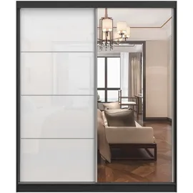 fabryka mebli idczak Schwebetürenschrank 183 x 218 x 61 cm Schwarz/Weiß