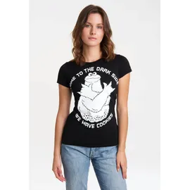 LOGOSHIRT T-Shirt LOGOSHIRT "Sesamstrasse - Krümelmonster Dark Side", Damen, Gr. M, schwarz, 100% Baumwolle, bedruckt, lang, Rundhals, Shirts T-Shirt, mit lizenziertem Print