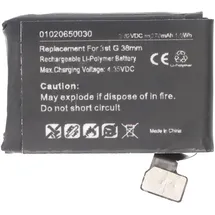 AccuCell Akku passend für Apple Watch 3 38mm, Li-Polymer, 3,82V, 270mAh, 1,0Wh, built-in, ohne Werkzeug