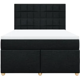 vidaXL Boxspringbett mit Matratze Schwarz 140x200 cm Stoff