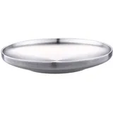 Kichvoe 304 Edelstahlplatte Flacher Teller Servierplatte Aus Edelstahl Camping Teller Geschirrkorb Servierteller Aus Metall Abendessen Tablett Runde Schale Rostfreier Stahl Dessertteller