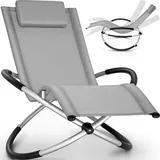 Tillvex - Gartenliege Grau Relaxliege Sonnenliege Schaukelliege Liegestuhl Camping Schwingliege