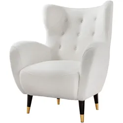 riess-ambiente Retro Design Sessel DON weiß Bouclé Federkern goldene Fußkappen