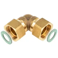 tecuro Winkel 90°, Beidseitig Überwurfmutter 3/4 Zoll (flachdichtend) - Ms-blank Cw617n