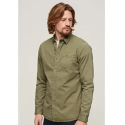 Superdry für Herren. M4010680A Merchant Store grünes Hemd (XXL), Lässig, Baumwolle, Klassisch, Langarm