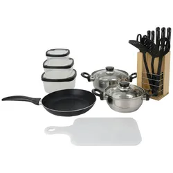 WellHome - 3-teiliges induktionsgeeignetes Kochgeschirr-Set mit diversen Küchenutensilien