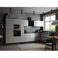 Respekta Winkelküche L-Form 370 cm Grau Weiß