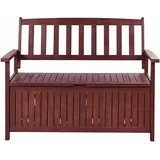 Gartenbank Mahagonibraun Akazienholz 120 cm mit Armlehnen Stauraum Modern Rustikal Garten Terrasse Wintergarten Ausstattung Sitzmöbel Outdoor