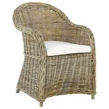 Beliani Gartensessel Susua Rattan 54 x 87 x 67 cm Cremeweiß mit Kissen