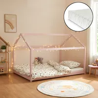 [en.casa] Kinderbett Cerro mit Matratze 120x200cm Rosa