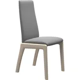 Polsterstuhl STRESSLESS "Laurel", grau (wild dove batick, eiche gekalkt), B:57cm H:92cm T:59cm, Leder BATICK: BATICK ist ein leicht korrigiertes, durchgefärbtes und genarbtes Möbelleder, bei dem die meisten Unebenheiten und Spuren in der Regel entfernt wurden., Stühle, Polsterstuhl, Low Back, Größe L, mit abgerundeten Beinen in Eiche gekalkt