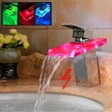Led Wasserfall Wasserhahn Waschtisch Armatur Badarmatur Rgb Temperatursensor Waschbecken Armatur Spültischarmatur