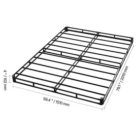Vevor Boxspringbettgestell (Queen-Size) mit Waschbarem Stoffbezug, Metallrahmen (2010 x 1510 x 102 mm) für Queensize-Betten, 102 mm Matratzenauflage, Max. Belastbarkeit 1587,57 kg, Matratzenfundament