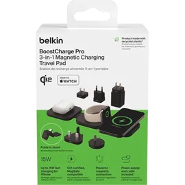 Belkin Boost Charge PRO Qi2 3in1 magn.Reiselade.+Tipps WIZ024hqBK