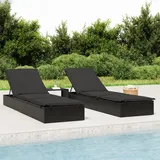 vidaXL Sonnenliege 1 Stk. mit Tisch Schwarz Poly Rattan