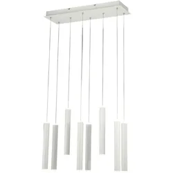 Fabas Luce Prado 8-flammige Pendelleuchte - 52W dimmbare LED - Mattweißes lineares Design