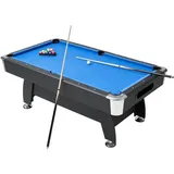 Vevor Billardtisch 213 cm moderner Spieltisch mit verstellbaren Füßen, komplettes Set inkl. Bällen/Queues/Ständer/Kreide/Bürste, für Spielzimmer Freizeiträume schwarz mit blauem Tuch