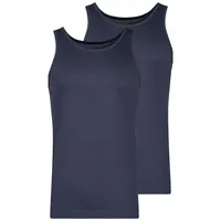 Skiny Herren 2er Pack - Tank Top DP, ärmellos, Feinripp, Baumwolle Blau L