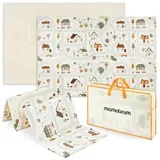 Mamabrum Faltbare Spielmatte 180x120x1cm - Stadtmotiv/Sand Beige, beidseitig
