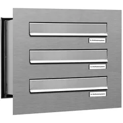 AL Briefkastensysteme 3 Fächer Premium Edelstahl Durchwurf Briefkasten Anlage für Post A4, robust, wetterfest, Artikelnummer: 132V3DV1