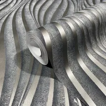 Marburg Vliestapete Wellen Beton Optik Schwarz/Silber 10 m 34264