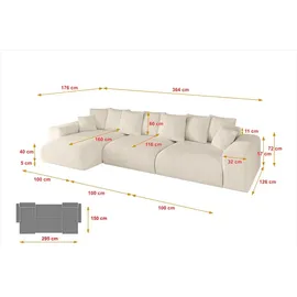altdecor Ecksofa Cord mit Schlaffunktion 2-Sitzer Beige