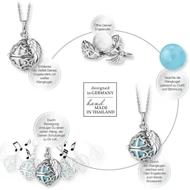 Engelsrufer Damen, Halskette aus Sterling Silber mit Anhänger Silber in der Größe XS, mit Flügelanhänger" Gr. rot (silberfarben, perlmuttfarben, rot), Halsketten, XS, Messing 925 (Sterlingsilber), L: 50 B: 1,33mm, Messing, 925 (Sterlingsilber), B:1,33mm