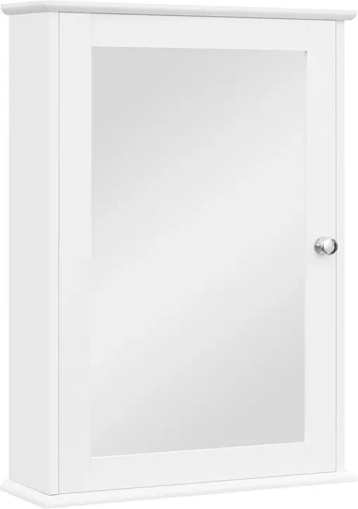EUGAD Wandmontiertes Badezimmerschrank mit Spiegel, Platzsparendes Waschbeckenschrank mit zwei Regalen, Holz, 42x13x58,5 cm, Weiß