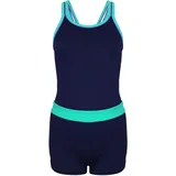 Aquarti Mädchen Badeanzug – Sport Badeanzug Mädchen mit Bein und Racerback, Chlorresistent, Farbe: Dunkelblau/Grün, Größe: 152 - 152